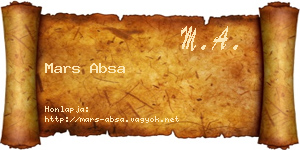 Mars Absa névjegykártya